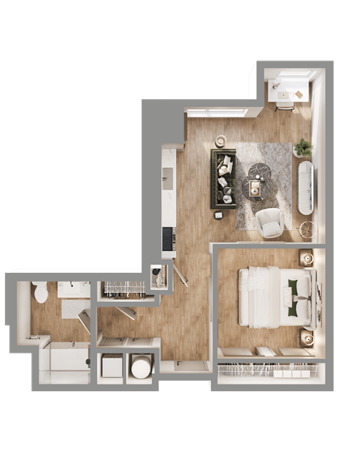 a floor plan of a house with a bedroom and a bathroom at Bemiston Place Apartments, Clayton, 63105